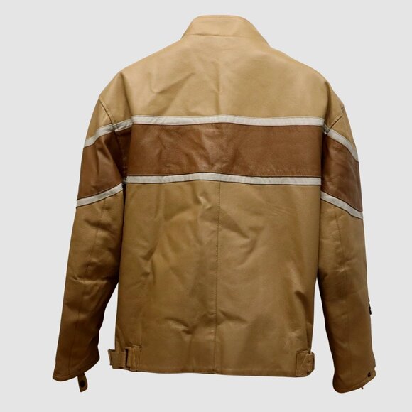 Vtg Wilda Tan Leather Racing Jacket w/ Zip Out Lining Size Xl Motocross Speed - Picture 5 of 15